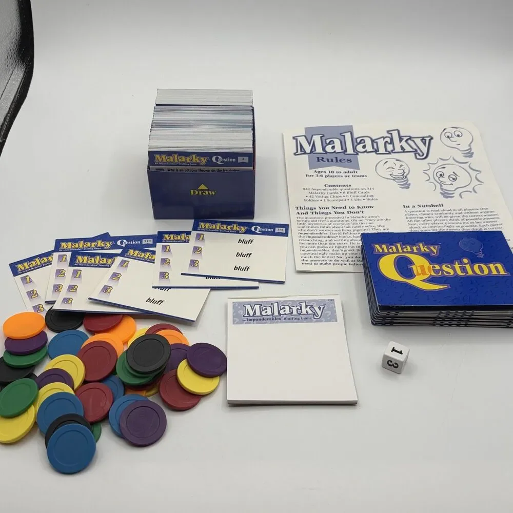 Malarky Bluffing Board Game 1998 Patch - Complete